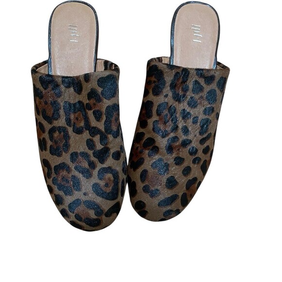 Gentle Souls by Kenneth Cole Shoes - J.Jill Mule Clog Slide Womens Size 8 Brown Leopard Print Studded Slip On